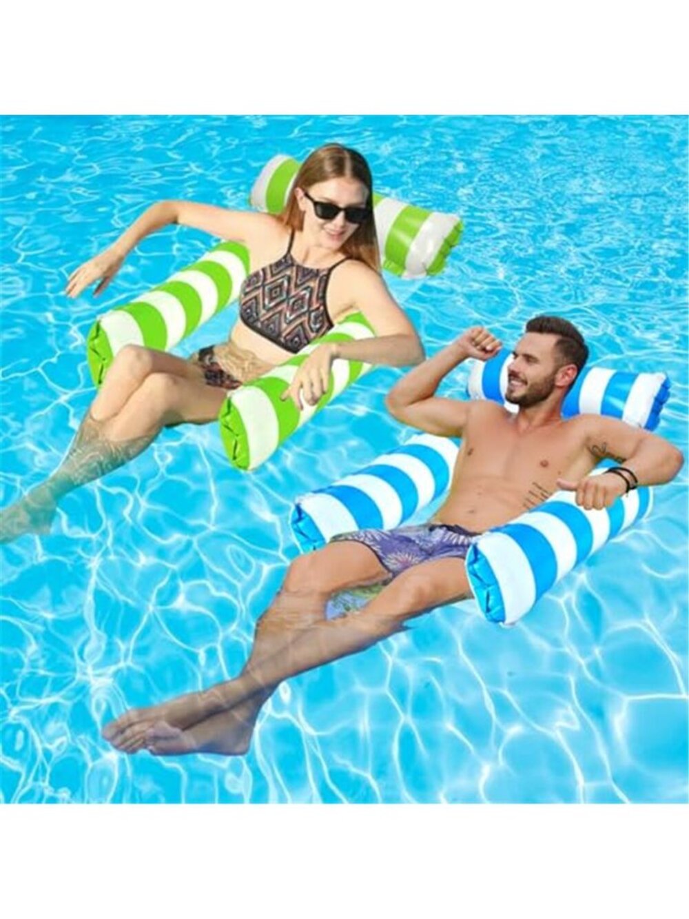 2 Pack Water Hammock Pool Float Lounge Chair Inflatable Pool Float Adults